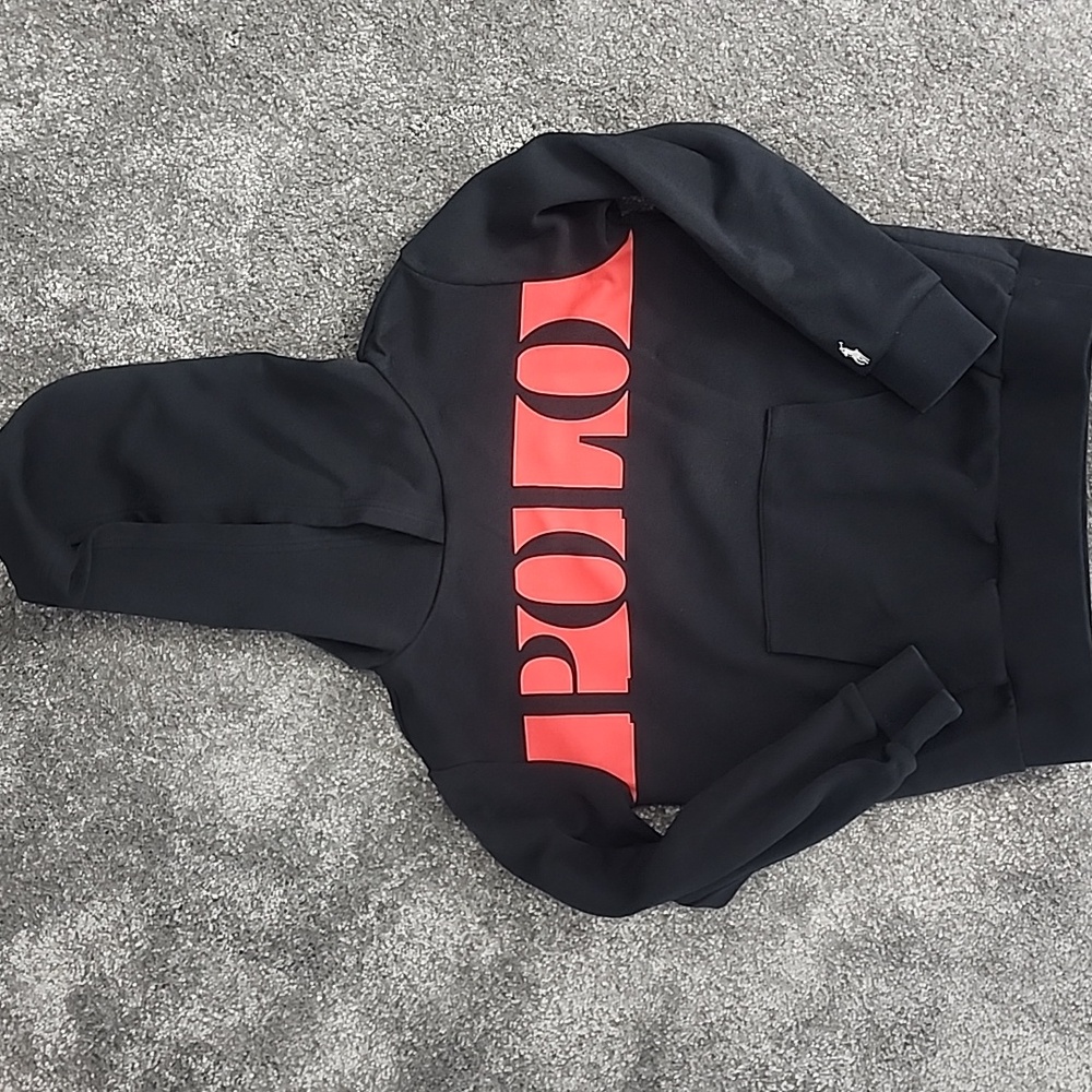 Polo Black Hoodie with Red Logo